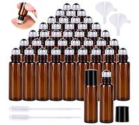 Roll On Vuoto per Oli Essenziali,40 PCS Flaconi Roll-On per Oli Essenziali 5ML,Roll On Bottiglie,Ricaricabili Bottiglia a Rullo in Vetro,Marrone Roll On Bottiglia