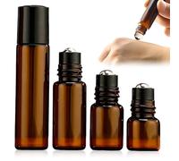 Roll on Vuoto per Oli Essenziali,8 Pezzi 2ml 3ml 5ml 10ml Marrone Bottiglie Vuote in Vetro con Sfera in Acciaio Inossidabile, Riutilizzabile, Boccette Vetro per Oli, Profumi, Cosmetici, Aromaterapia