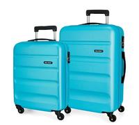 ROLL ROAD Flex Set di valigie blu 55/65 cm rigida ABS chiusura a combinazione laterale 91L 5,58 kg 4 ruote bagaglio mano, blu, Taglia unica, Set di valigie