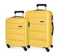 ROLL ROAD Flex Set di valigie Ocra 55/65 cm Rigida ABS Chiusura a combinazione laterale 92L 5,74 kg 4 Ruote, giallo, Taglia unica, Set di valigie