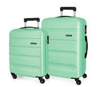 Roll Road Flex Set di valigie verde 55/65 cm rigida ABS chiusura a combinazione laterale 91L 5,74 kg 4 ruote bagaglio a mano, Verde, Taglia unica, Set di valigie