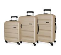 Roll Road Flex Set valigie Beige 54/64/74 cms Rigida ABS Chiusura a combinazione numerica 182L 4 Ruote Bagaglio a mano