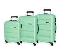Roll Road Flex Set valigie Verde 55/65/75 cms Rigida ABS Chiusura a combinazione numerica 182L 4 Ruote Bagaglio a mano