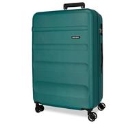 ROLL ROAD Flex Valigia rigida realizzata in ABS, un materiale, chiusura a combinazione laterale 4 ruote doppie bagaglio a mano, pratico interno con un vano, Verde, Taglia unica, Valigia media