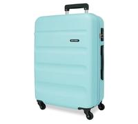 Roll Road Flex Valigia rigida realizzata in ABS, un materiale, chiusura a combinazione laterale 4 ruote doppie bagaglio a mano, pratico interno con un vano, Blu scuro, mediana, Valigia media