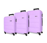 Roll Road Flex Valigia rigida realizzata in ABS, un materiale, chiusura a combinazione laterale 4 ruote doppie bagaglio a mano, pratico interno con un vano, Viola, 38 x 55 x 20 cm, 46 x 65 x 23 cm, 52