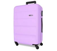 Roll Road Flex Valigia rigida realizzata in ABS, un materiale, chiusura a combinazione laterale 4 ruote doppie bagaglio a mano, pratico interno con un vano, Viola, 51x75x28 cm, Valigia grande