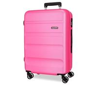 ROLL ROAD Flex Valigia rigida realizzata in ABS, un materiale, chiusura a combinazione laterale 4 ruote doppie bagaglio a mano, pratico interno con un vano, Rosa, Taglia unica, Valigia grande
