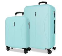 Joumma Roll Road Formentera Set di valigie blu chiaro 55/65 cm rigida ABS Lucchetto combinato integrato 91L 6,05kg 4 ruote doppie bagaglio a mano