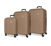 Roll Road Minorca Set di valigie Champagne 52 x 75 x 27 cm Rigida ABS Chiusura a combinazione integrata 188 L 10,35 kg 4 ruote doppie estensibile bagaglio a mano