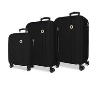 Roll Road Minorca - Set di valigie nere 52 x 75 x 27 cm, rigida ABS, chiusura a combinazione integrata, 188 l, 10,35 kg, 4 ruote doppie, estensibile, bagaglio a mano