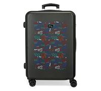 Roll Road Next Level Valigia media Nera 46x65x23 cm ABS rigido Chiusura laterale a combinazione 56L 3 kg 4 Doppie ruote