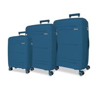 Roll Road Universe - Set di valigie blu, 55/65/75 cm, rigido 9,7 kg, chiusura TSA in polipropilene, 9,7 kg, 198 l, bagaglio a mano, blu, Taglia unica, Set di valigie