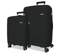 Roll Road Universe - Set di valigie nere 55/65 cm, rigido 5,6 kg, chiusura TSA polipropilene, 5,6 kg, 102 l, bagaglio a mano, Nero, Taglia unica, Set di valigie