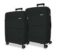Roll Road Universe - Set di valigie nere 65/75 cm, rigido 7,3 kg, chiusura TSA integrata in polipropilene, 7,3 kg, 161 l, estensibile, Nero, Taglia unica, Set di valigie