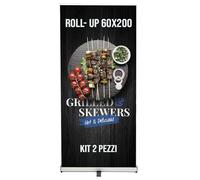 Roll Up Espositore Personalizzato - Coppia Espositore Roll Up Pubblicitario 60x200 stampa inclusa su Banner,borsa per trasporto - Roll Up espositore per eventi,fiere aziendali,pubblicita',showroom