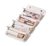 Roll-Up Toiletry Travel Bag, Ampia Capacity Waterproof Leather Organizer, Open Flat Design with 4 Detachable Clear Compartments, Portable Cosmetic Pouch with Handle for Accessories, bianco, Se référer