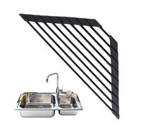 Rollable Sink Drying Rack - Non Slip Triangular Drainer Mat, Over The Sink Kitchen Drainer, Silicone Triangular SinkRack, Fully Coated, Lightweight Foldable Dish Rack for Counter, Home, Rental, Apartm