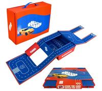 RollAndRace Track Box - Parcheggio auto giocattolo convertibile su pista - Garage per bambini pieghevole per riporre oggetti - Compatibile con Hot Wheels e Matchbox - Valigetta organizer per bambini