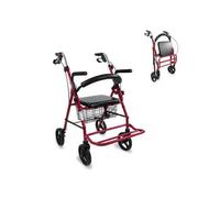 Rollator 2 in 1 Colón Burdeos con freni alle maniglie e sedia