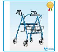 ROLLATOR 4 RUOTE CON FRENI A MANO PER DISABILI E ANZIANI SEDILE LARGO E APPOGGIO