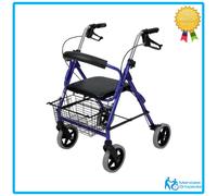 ROLLATOR DEAMBULATORE PIEGHEVOLE IN ALLUMINIO CON FRENI SEDILE LARGO E CESTINO