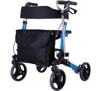 Rollator in alluminio, deambulatore verticale pieghevole con bracciolo e sedile imbottiti, ausilio per la mobilità con schienale e borsa per anziani, adulti anziani