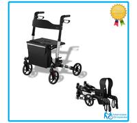 ROLLATOR IN ALLUMINIO LEGGERO PIEGHEVOLE CON FRENI E SEDILE LARGO ANZIANI