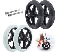Rollator sedia a rotelle in gomma, Gruppo rotelle for sedia a rotelle, cuscinetto da 5/16", facile da scorrere, for molte sedie a rotelle standard(Black,6inch/15cm)