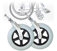 Rollator sedia a rotelle in gomma, Ruota piroettante for sedia a rotelle con forcelle anteriori, pneumatico in gomma dura da 2 pezzi Gruppo rotelle da 6" 7" 8", accessori solidi for sedia a rotelle, a
