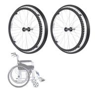 Rollator sedia a rotelle in gomma, Ruote for sedia a rotelle da 24 pollici 2 pezzi, mozzo for raggi in lega di alluminio, rotelle for sedia a rotelle, adatto a molti tipi di sedie a rotelle(Black)