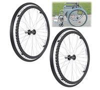 Rollator sedia a rotelle in gomma, Set di 2 ruote posteriori for sedia a rotelle da 24 pollici con cuscinetti e corrimano, mozzo for raggi in lega di alluminio(Black)