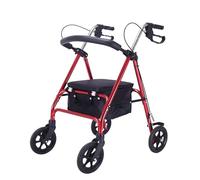 Rollator Walker in Alluminio, Pieghevole, con Schienale e Borse portaoggetti. L'altezza della Maniglia può Essere Reata su Tre Livelli con Ampio Sedile per Anziani (Blu) (Rosso)