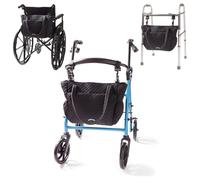 Rollatote Delight - Borsa trapuntata con tasche isolate facili da agganciare e sganciare, adatta per camminatori, rotelle, sedie a rotelle e scooter, nera, grande, trapuntata
