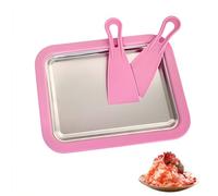 Rolld Ice Cream Maker in Acciaio Inox,Gelatiera Manuale,Gelato Istantaneo,Instant Ice Cream Maker,Piatto Freddo Istantaneo con 2 Raschietti,per Yogurt Congelato,Rosa,22.5 * 17.5cm