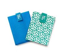 Roll'eat ® Pack 2 Unità - Boc'n'Roll Active Blu & Tiles Verde | Involucri Riutilizzabili Porta Panini | Porta Merenda Ecologico | Wrap senza BPA