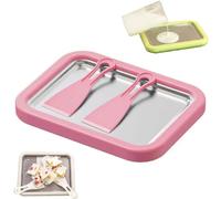 Rolled Ice Cream Maker Kit,New At-Home Stainless Steel Instant Freeze Plate with 2 Scrapers,Diy Homemade Rolled Ice Cream Tray,for Rolled Ice Cream,Soft Serve,Slushies,Frozen Yogurt (Pink)