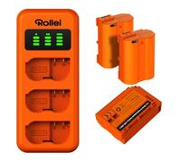 Rollei EN-EL15, set di 3 batterie e caricabatterie, ricarica rapida a 3 vie, con connettore USB-C, compatibile con Nikon Z7/Z7II Z8 Z5/Z5II Z6/Z6II/Z6III D850 D810 D800 D780 D750 D610 D600 D500 D7500