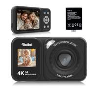 Fotocamera Digitale 4K 64MP Compatta, Rollei Compactline 64 Dual Screen Macchina Fotografica Digital Zoom 18X con Doppio Schermo per Bambini Studenti Nero, Fotocamera-Digitale-Macchina-Fotografica