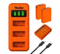 Rollei LP-E17 - Set di 3 batterie e caricabatterie, ricarica rapida a 3 volte, con connettore USB-C, 100% compatibile con Canon EOS RP/R50/R8/R10/77D/750D, Rebel T8i, T7i, T6i, SL2, SL3, Powershot V1