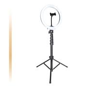 Rollei Lumis Comfort Ring Light Bi-Color, luce ad anello con supporto per smartphone, telecomando per smartphone e treppiede, 120 LED (60 x bianco caldo e 60 x bianco freddo), 28585, nero
