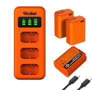 Rollei NP-FW50 - Set di 3 batterie e caricabatterie, ricarica rapida a 3 volte, con connettore USB-C, 100% compatibile con Sony ZV-E10 A7, A6000, A6500, A6300, A6400, A5100, A5000, A3000, A55, RX10