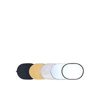 Rollei Pro 5 in 1 Collapsible Reflector 92 x 122 cm - Riflettore pieghevole professionale 5 in 1 92x122 cm - Riflettore ovale con diverse coperture (Diffusore, Riflettore argentato, -Gold, -bianco, -nero), per fotografia di ritratti