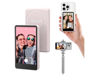 Rollei Selfie Monitor Schermo 3,97" per iPhone 7-18 e Android Rosa | 4K/1080p, Wireless 50m, Batteria 3H per Smartphone Fotocamera Posteriore per TikTok Live Vlog Magnetico-Telefono-Schermo
