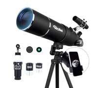 Rollei Telescopio Astronomico 70/500mm con Supporto per Smartphone | Telescopio Astronomico Professionale con Oculare da 10mm/20mm Lente di Barlow 2x Filtro Solare/Lunare e Treppiede per Adulti