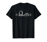 Roller Coaster Heartbeat ECG Theme Park Lover Maglietta