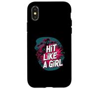 Roller Derby Hit Like A Girl Empowering Skater Design Custodia per iPhone X/XS