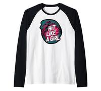 Roller Derby Hit Like A Girl Empowering Skater Design Maglia con Maniche Raglan