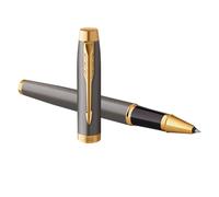 Parker IM Penna Roller | Laccatura Grigia con Pennino Dorato | Punta Fine in Acciaio Inossidabile | Ricarica di Inchiostro Nero | Confezione Regalo | Regali di Laurea Perfetti