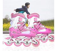 Roller in linea, pattini a rotelle, pattini da ghiaccio regolabili 3 in 1, per bambini e ragazzi, 41 x 35 x 11,5 cm, flash singolo, rosa, taglia S